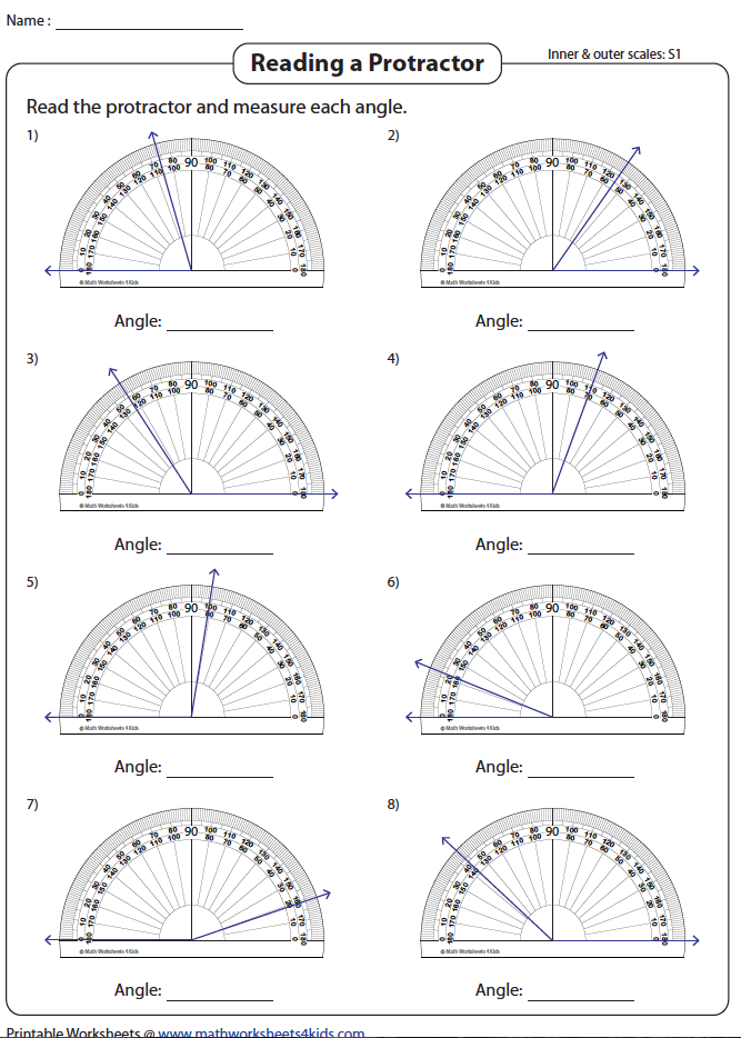 Reading A Protractor Worksheet